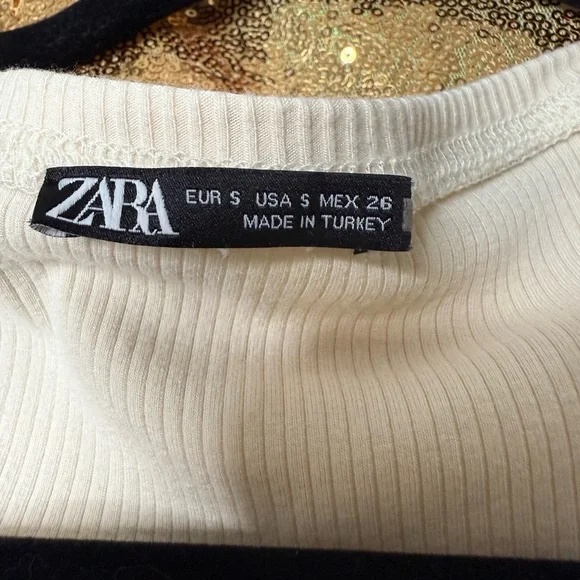 Zara Cream Cap Sleeve Midi Dress - Picture 2 of 5